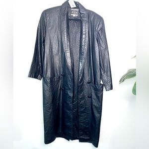 Long vintage genuine leather coat 🔥